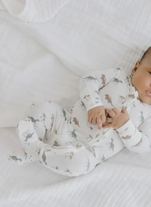 Boy Dinosaur Bamboo Footie Zipper Sleeper