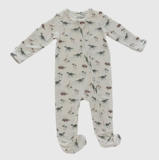 Boy Dinosaur Bamboo Footie Zipper Sleeper