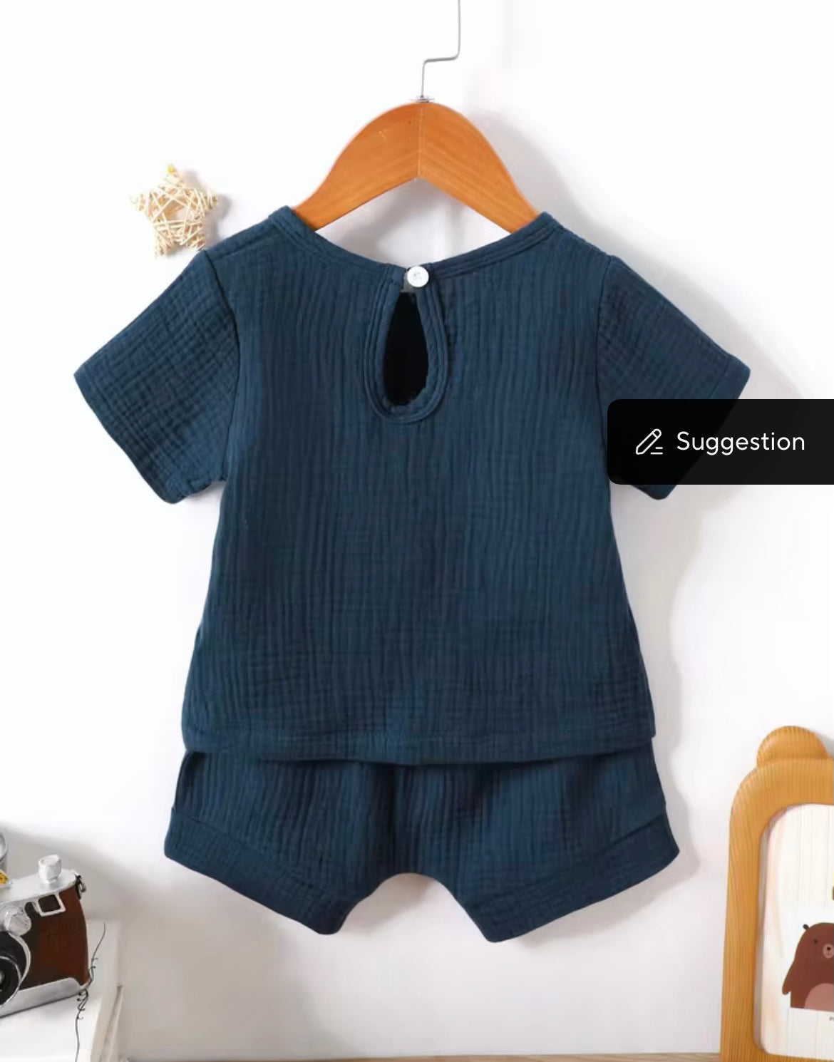 Baby Boy Navy Muslin Short Set