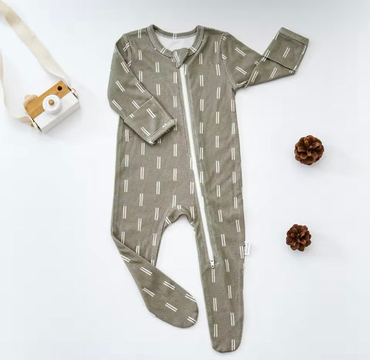 Baby Olive Bamboo Zipper Sleeper