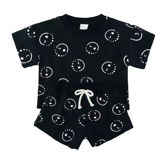 Boy Black Smile Short Set