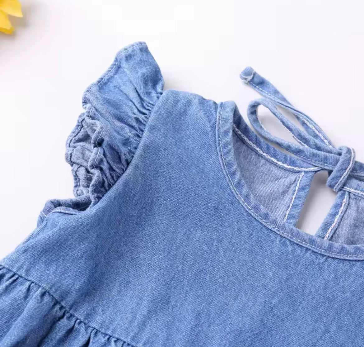 Girl Ruffle Sleeve Denim Romper