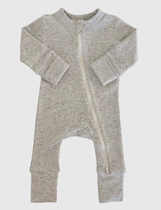 Heather Speckle 2 Way Zip Romper