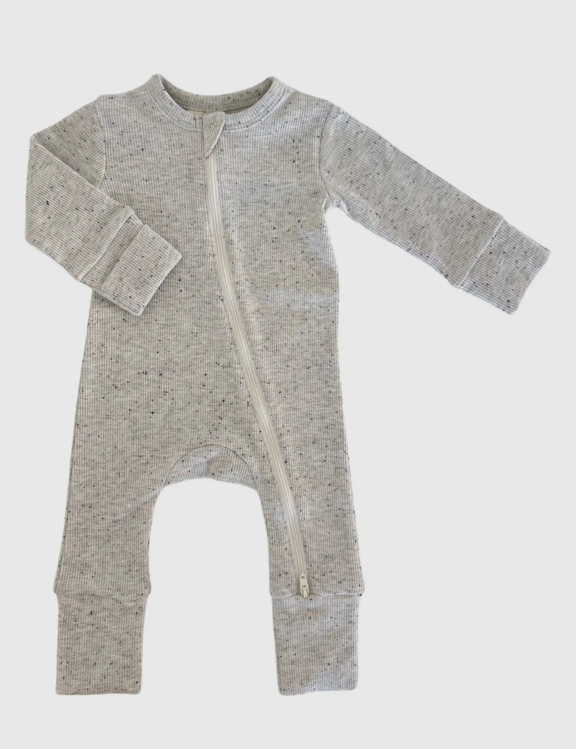 Heather Speckle 2 Way Zip Romper