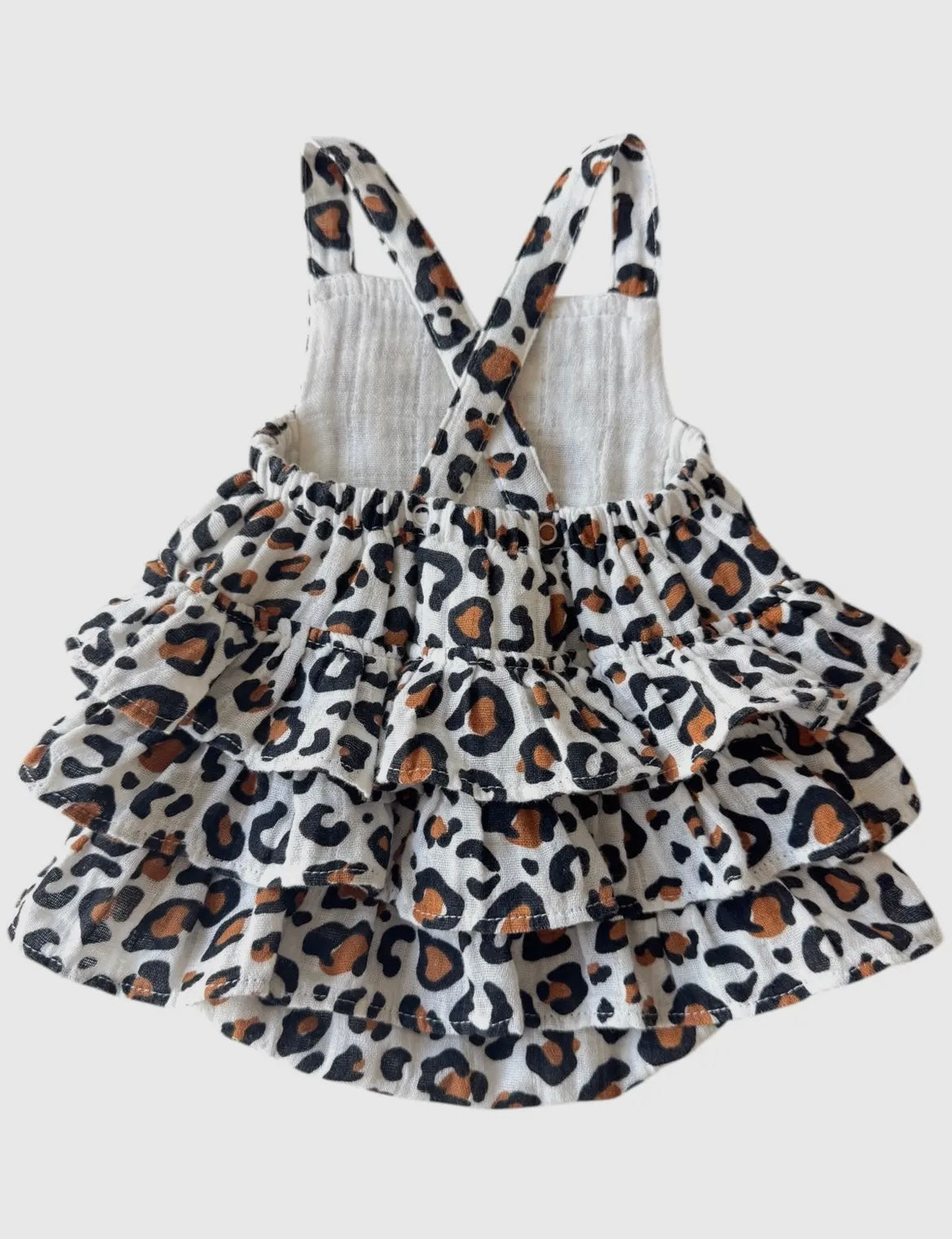 Leopard Muslin Ruffle Sun suit