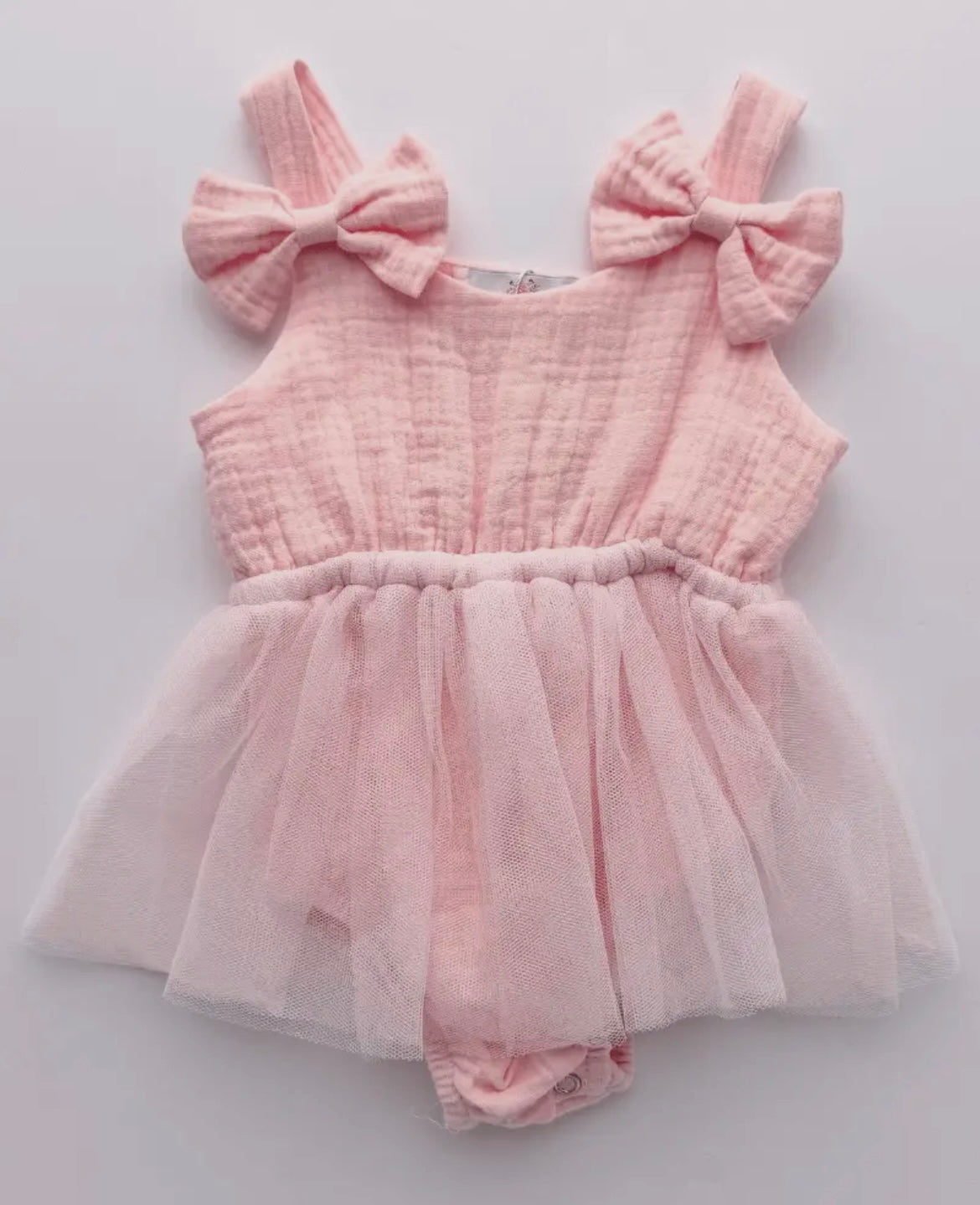 Baby Girl Bow Front Tulle Bubble Romper