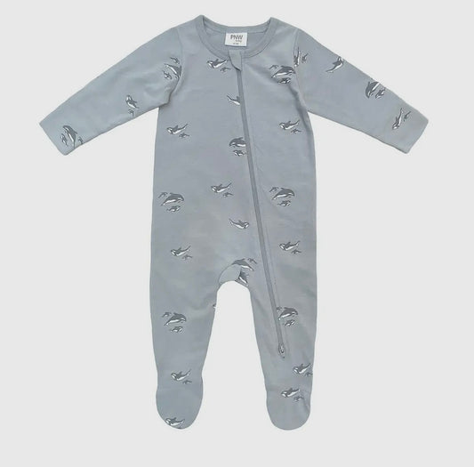 Baby Grey Footed Zip Orca Sleeper