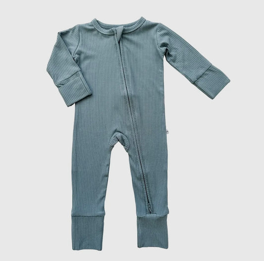 Baby Boy Ribbed Blue Zipper Sleeper
