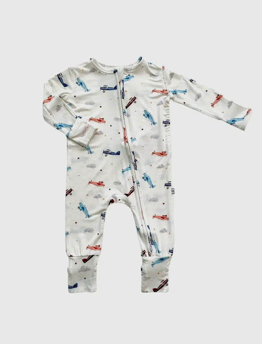 Boy Bamboo Zipper Vintage Airplane Sleeper