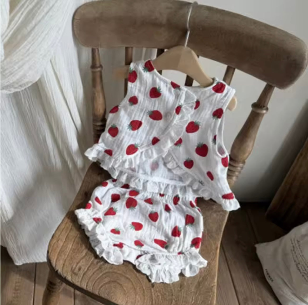 Girl Summer Strawberry Short Set