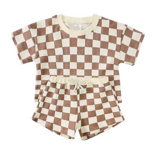 Boy Summer Checkerboard Short Set
