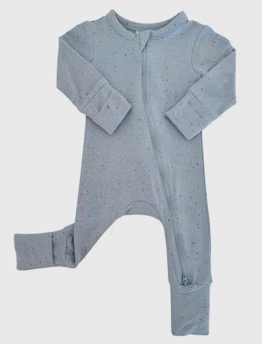 Blue Speckled 2-Way Zip Romper