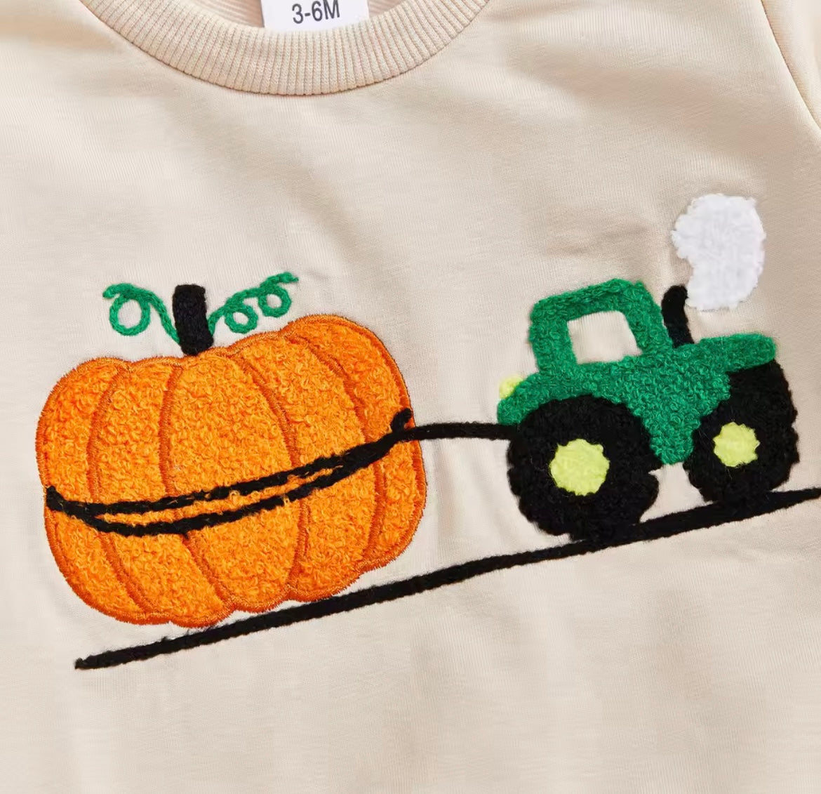 Halloween Pumpkin Tractor Embroidery Set