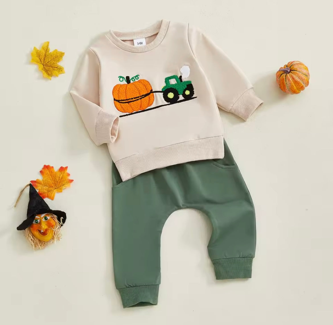 Halloween Pumpkin Tractor Embroidery Set