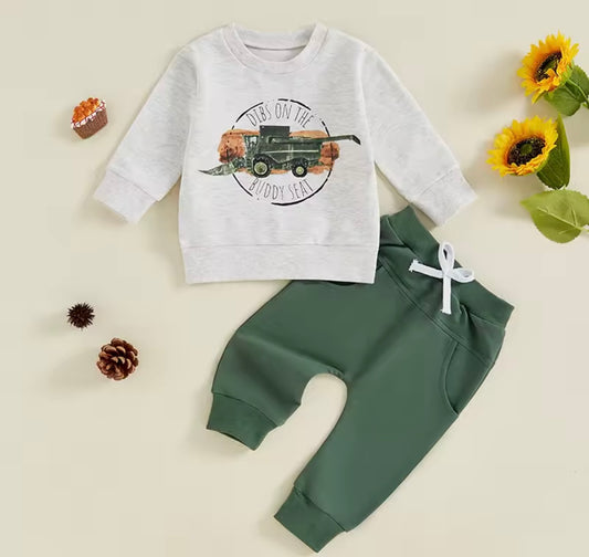 Boys Tractor Print Sweatshirt Set