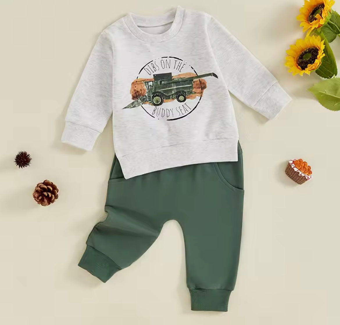 Boys Tractor Print Sweatshirt Set