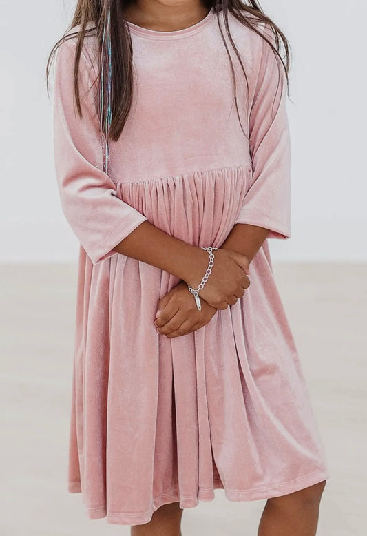 Vintage Pink Velvet Twirl Dress