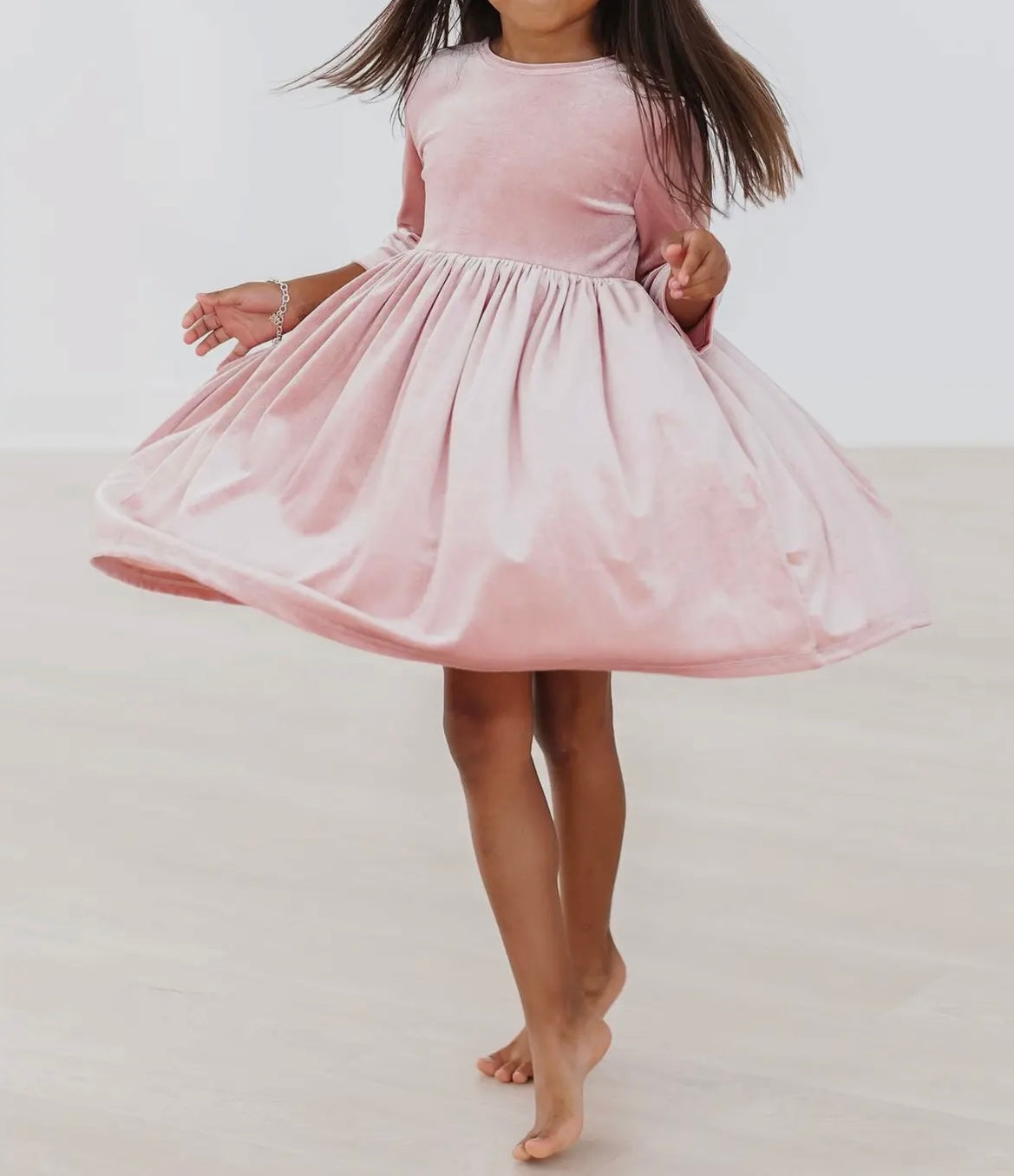 Vintage Pink Velvet Twirl Dress