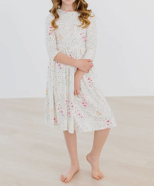 Wildflowers 3/4 Sleeve Pocket Twirl Dress