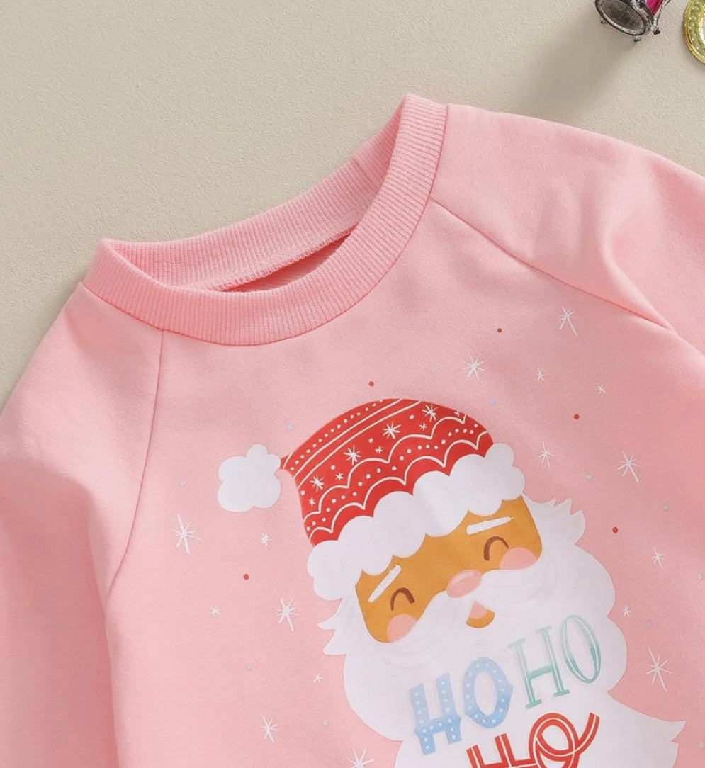 Girl Christmas Santa Sweatshirt and Pant Set