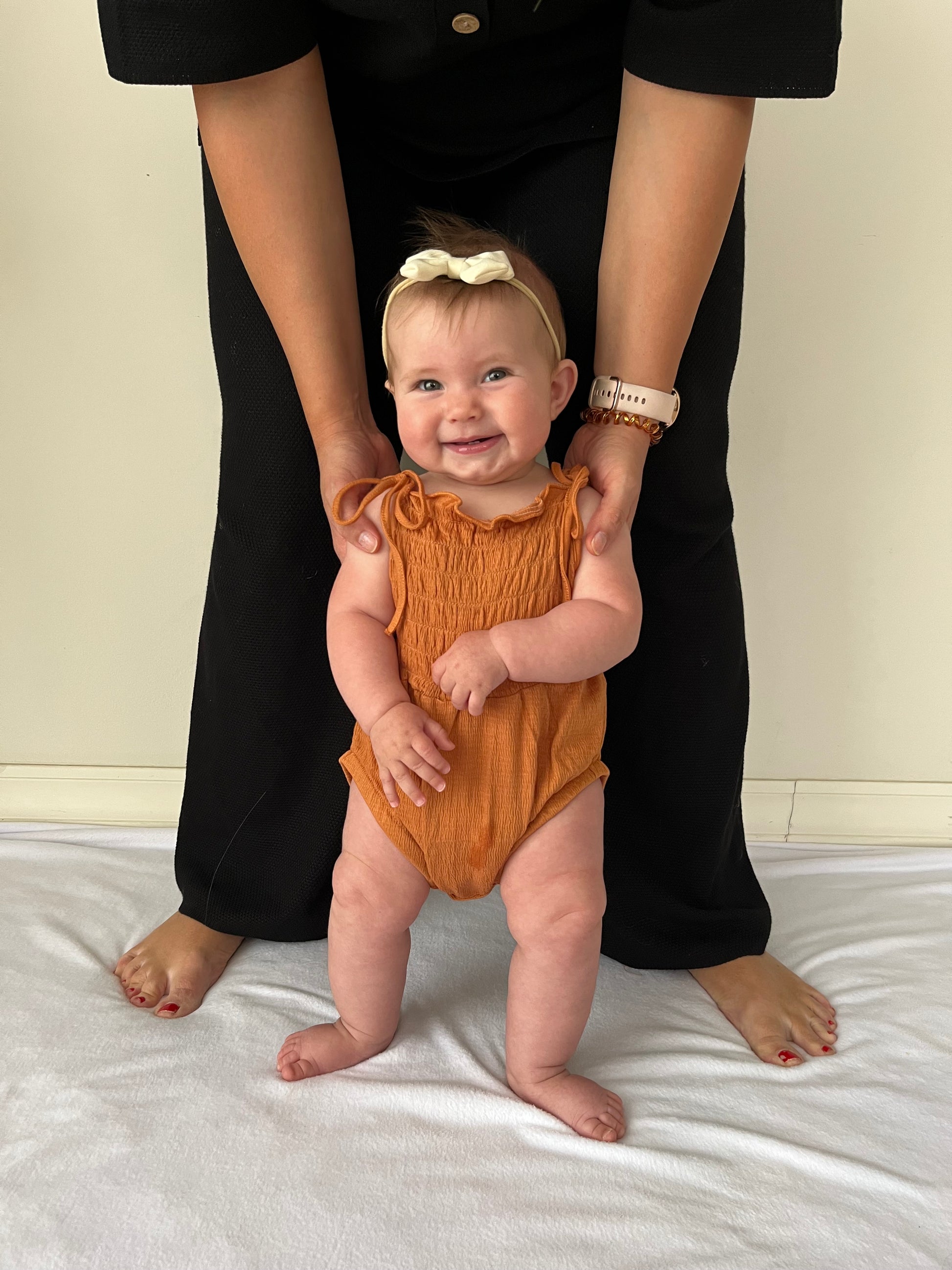 Baby Girl Rust Cotton Bubble Romper with Shoulder Ties and Snaps