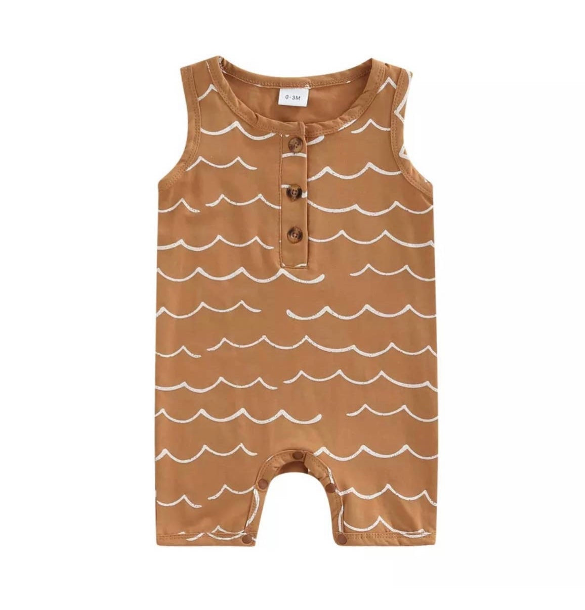 Baby Boy Sleeveless Rust Romper