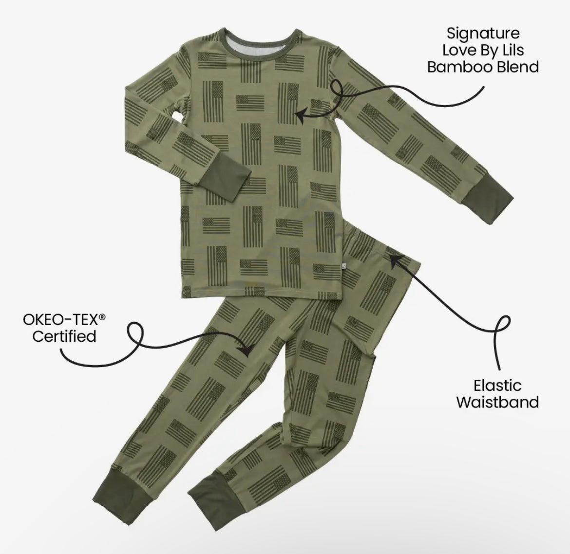 Boy Army Green Flag Bamboo 2-Piece Set
