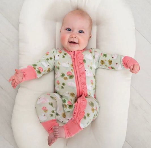 Baby Girl Swan Bamboo Ruffle Romper
