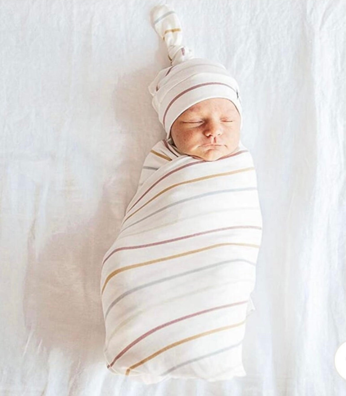 Newborn Baby Swaddle Jersey Knit Blanket with Matching Hat