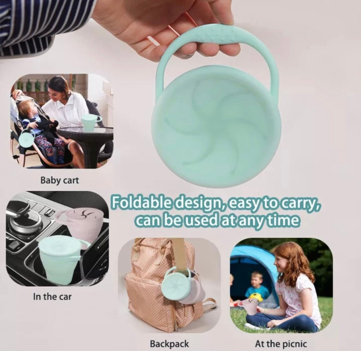 Solid Color Baby Collapsible Silicone Snack Cup