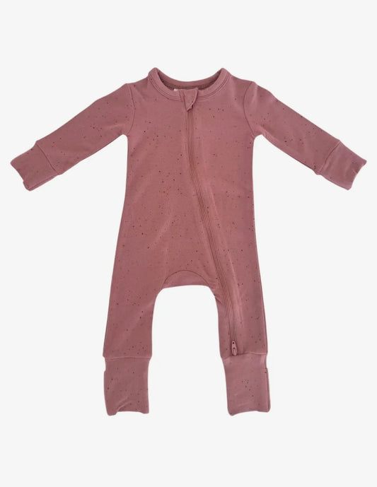 Baby Girl Mauve Speckle 2 way zip Romper