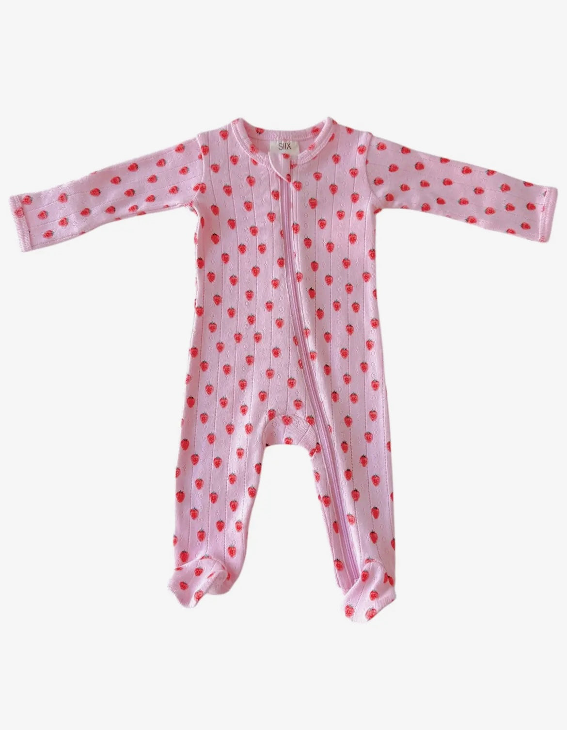 Baby Girl Pink Strawberry 2 Way Zip Footie