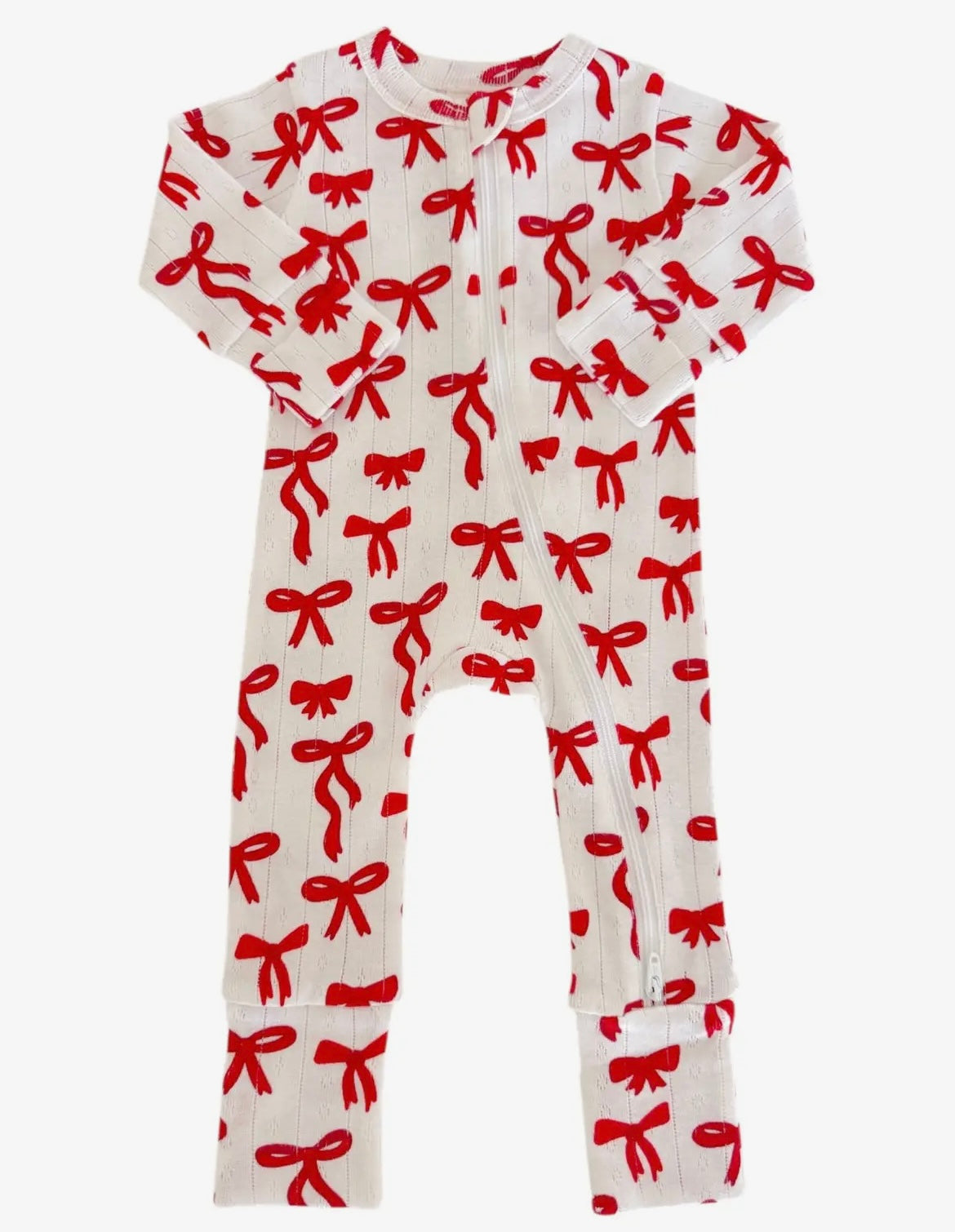 Baby Girl Red Bow 2 Way Zip Romper