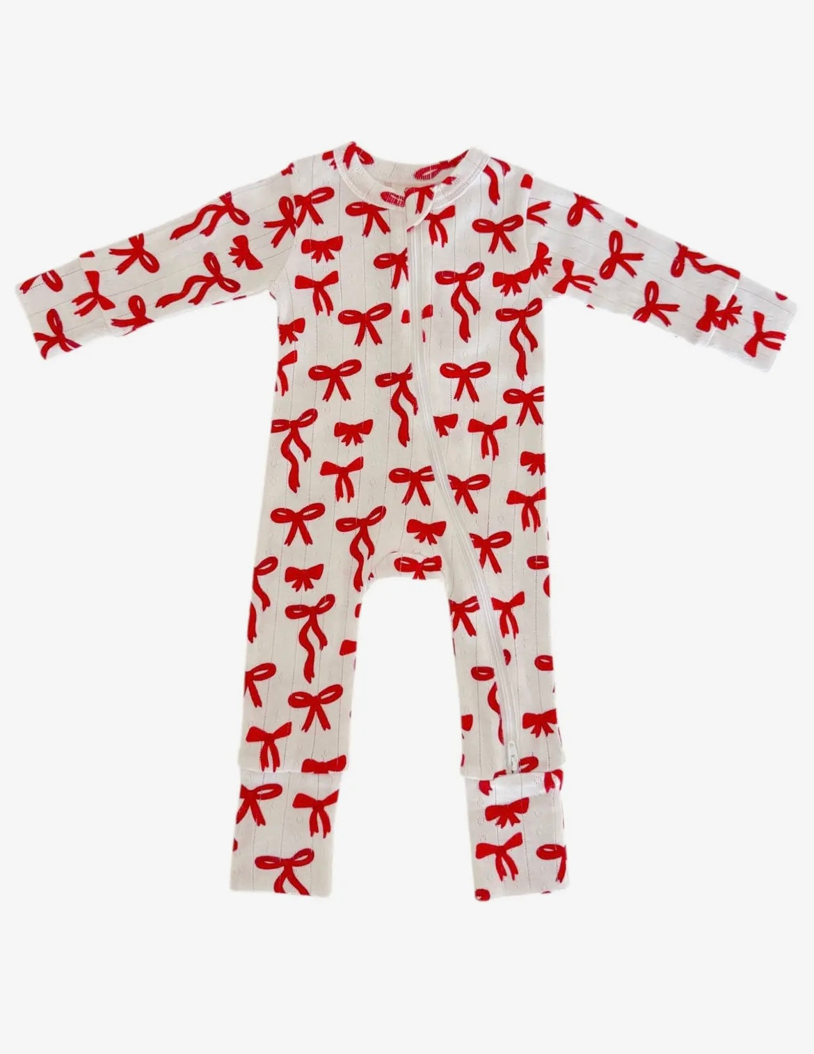 Baby Girl Red Bow 2 Way Zip Romper