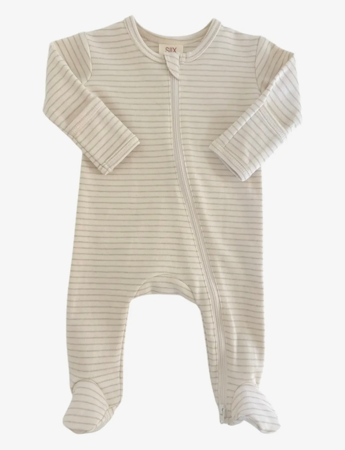 Baby Boy Sage Stripe 2 Way Zip Footie