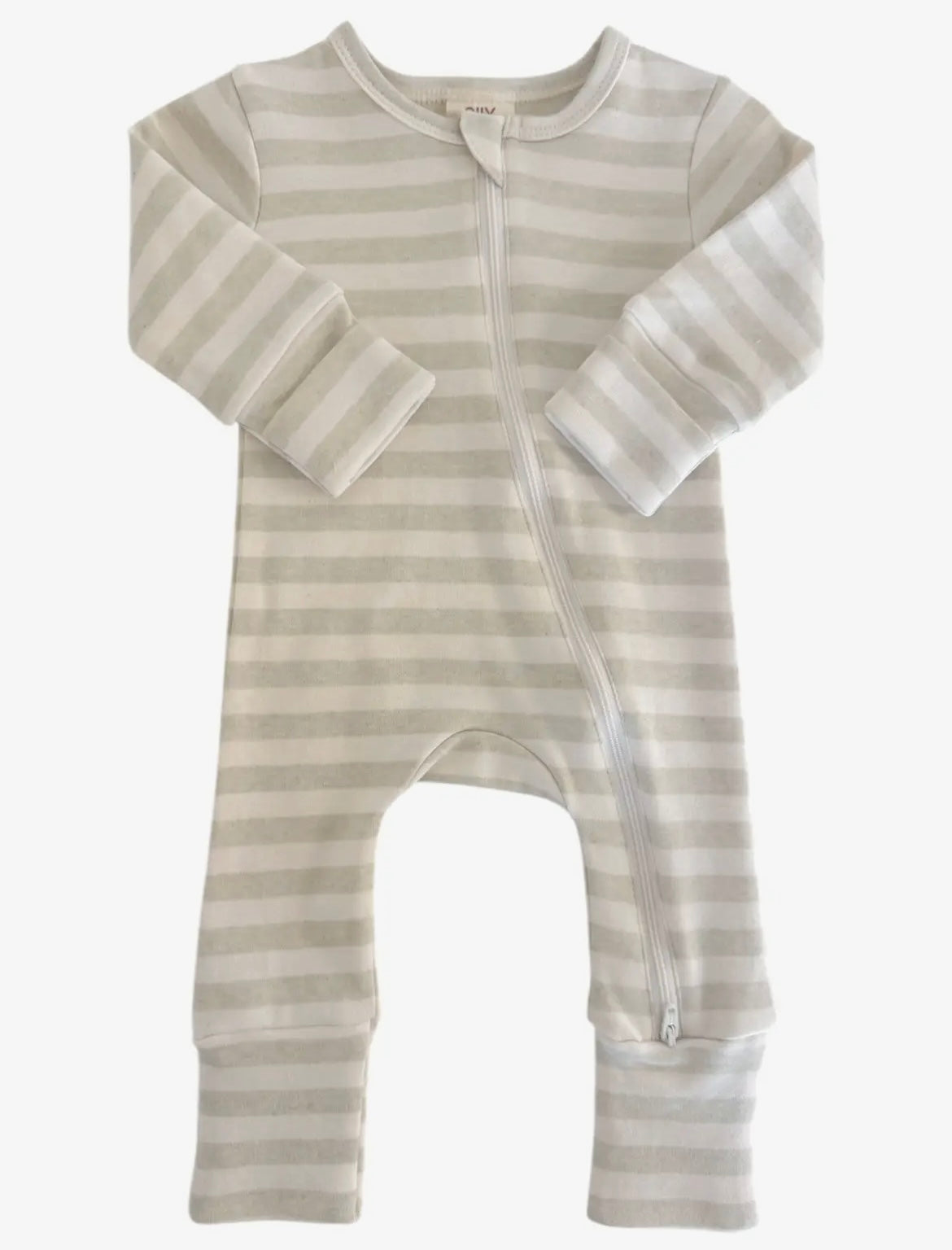 Baby Boy Sage Stripe 2 Way Zip Romper