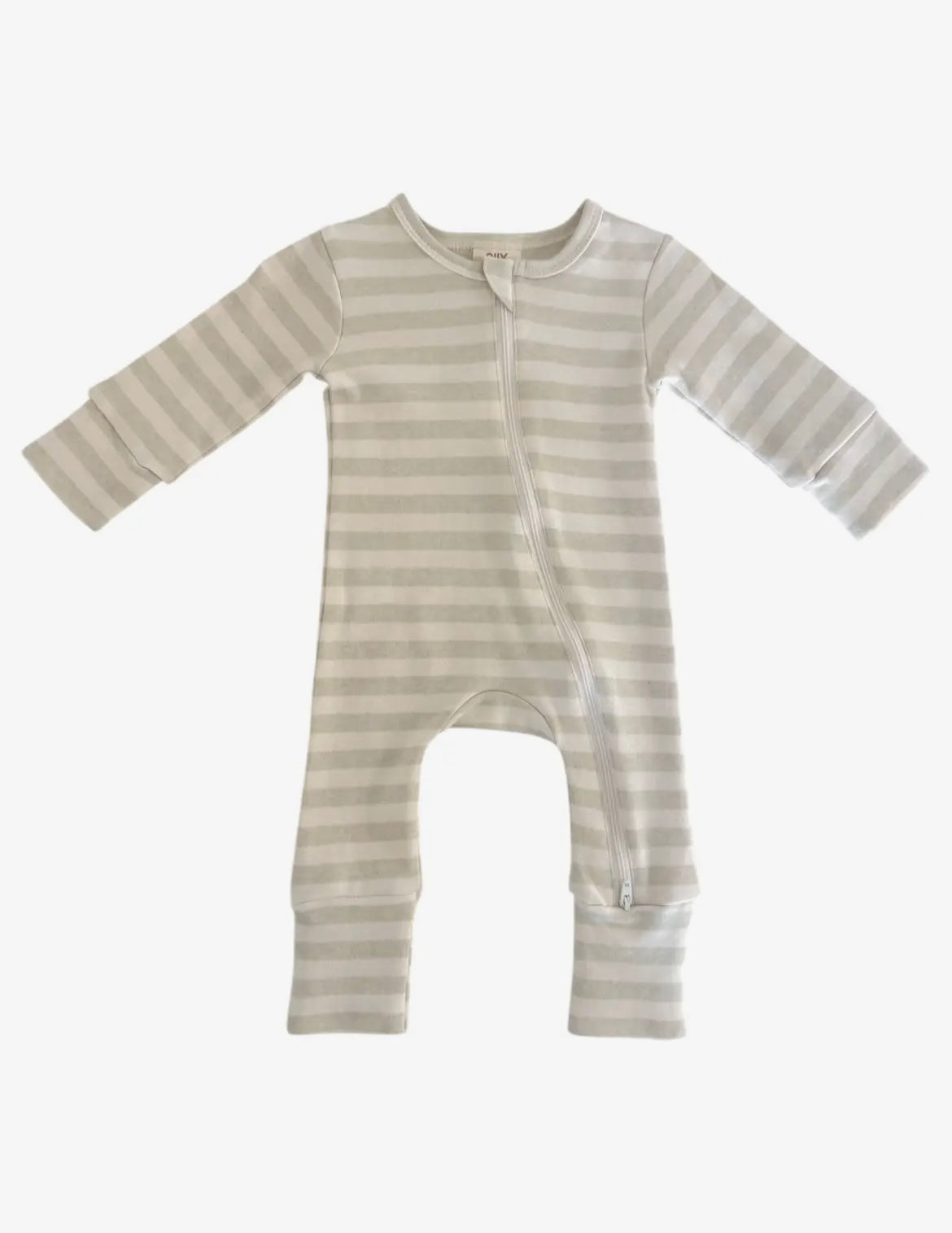 Baby Boy Sage Stripe 2 Way Zip Romper