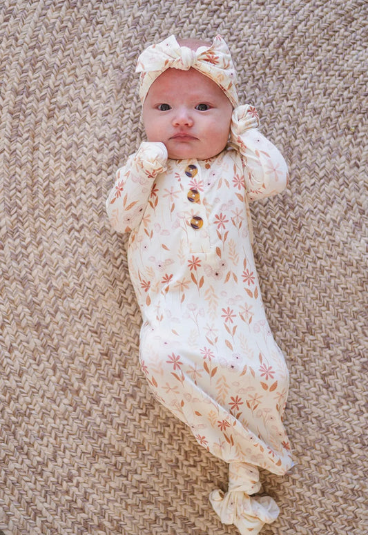 Baby Girl Wildflower Knotted Gown