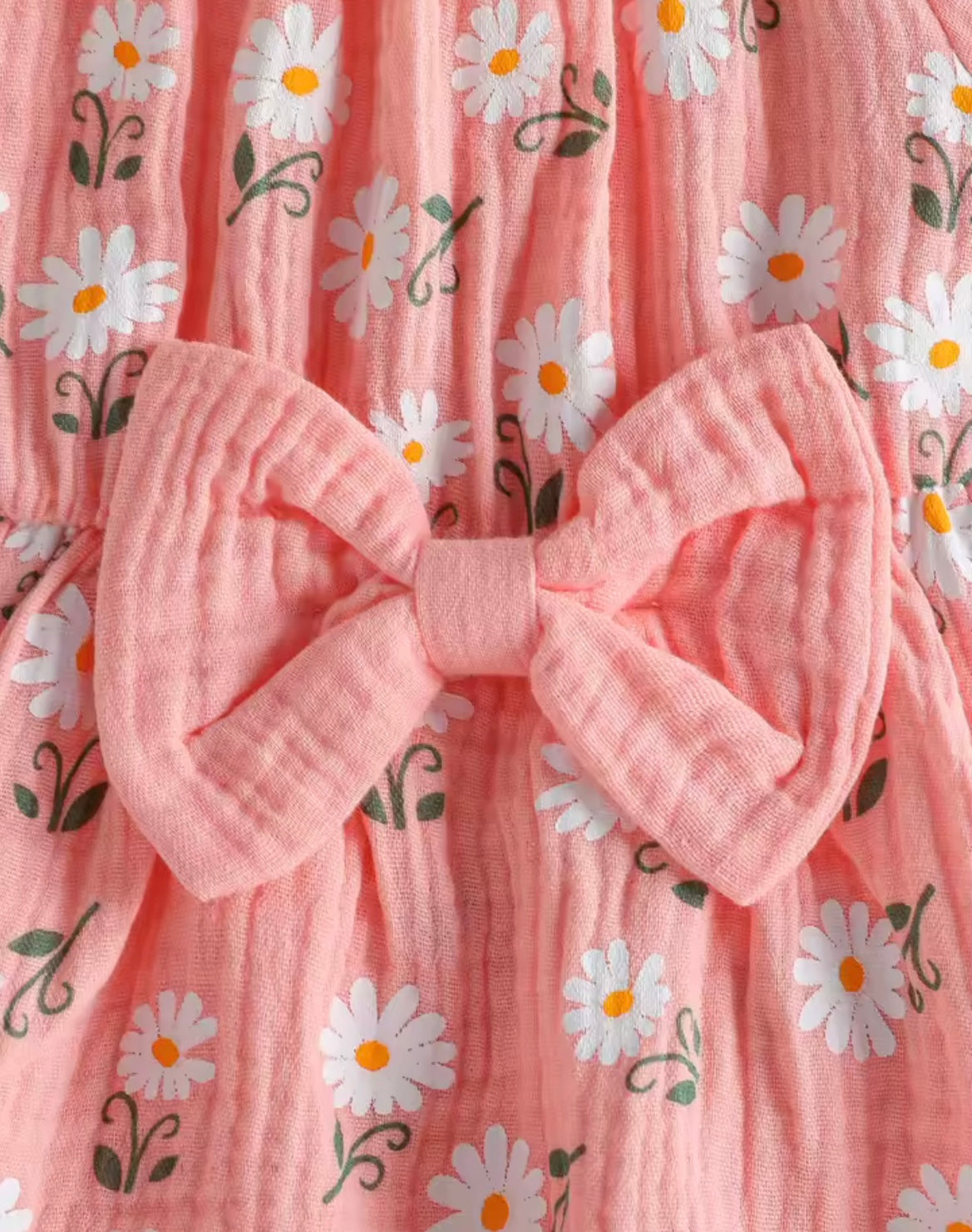Baby Girl Soft Cotton Daisy Pink Dress Bodysuit