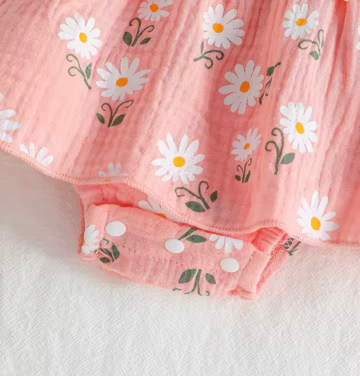 Baby Girl Soft Cotton Daisy Pink Dress Bodysuit