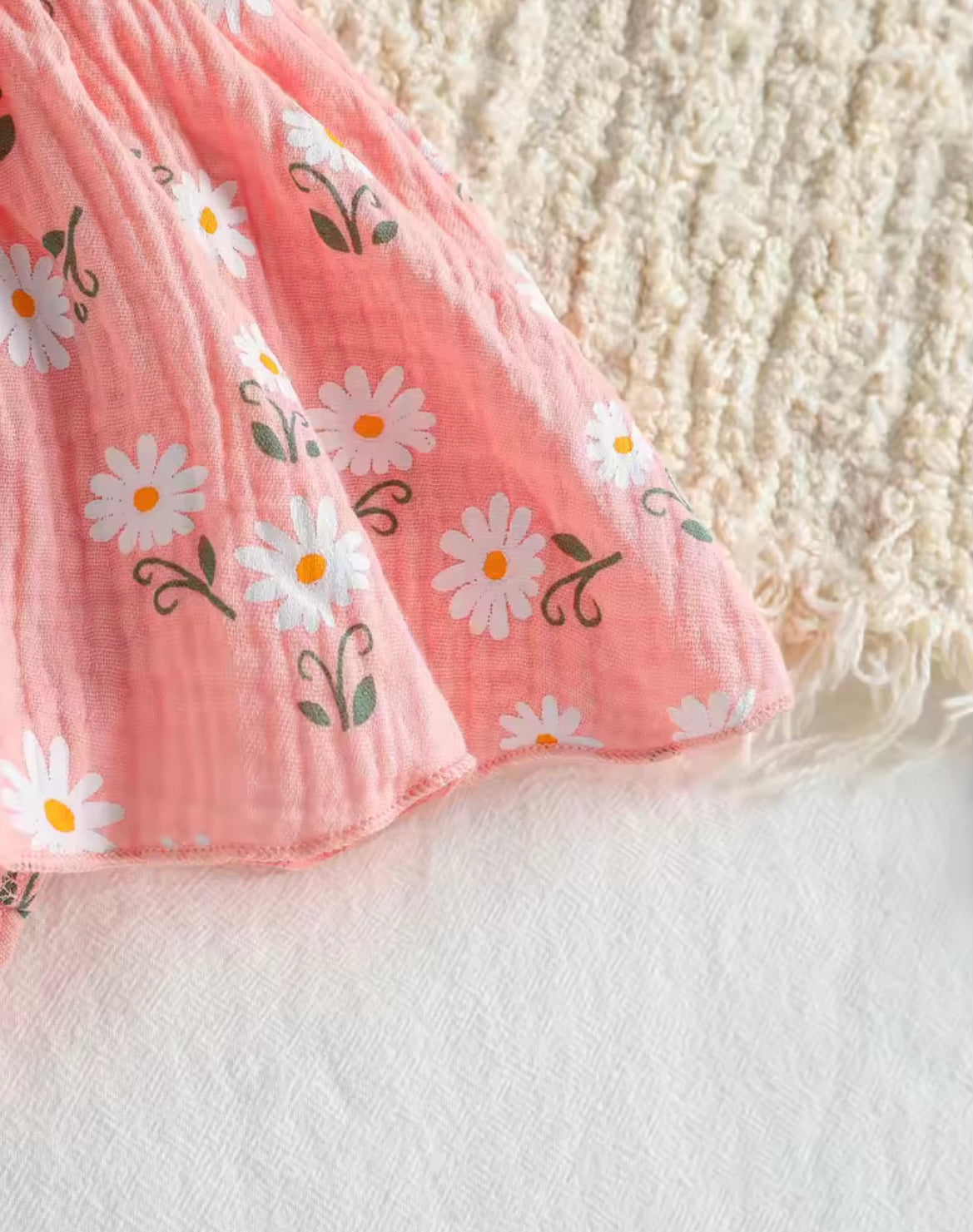 Baby Girl Soft Cotton Daisy Pink Dress Bodysuit