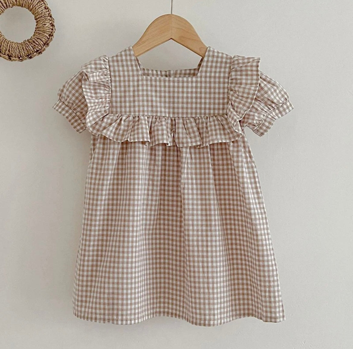 Girl Plaid Ruffle Dress with Matching Sister Romper