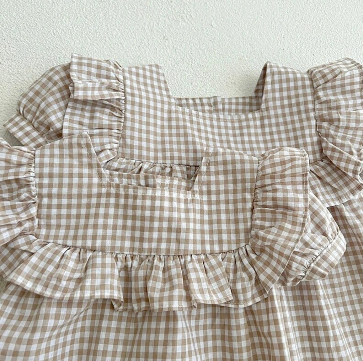 Girl Plaid Ruffle Dress with Matching Sister Romper