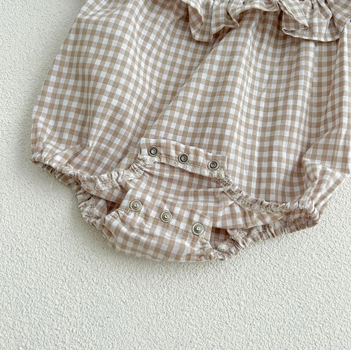 Baby Girl Plaid Ruffle Romper with matching Sister Dress