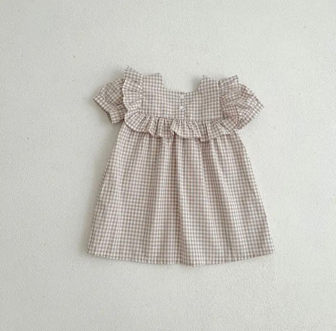 Girl Plaid Ruffle Dress with Matching Sister Romper