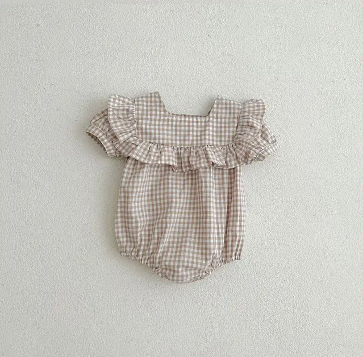 Baby Girl Plaid Ruffle Romper with matching Sister Dress