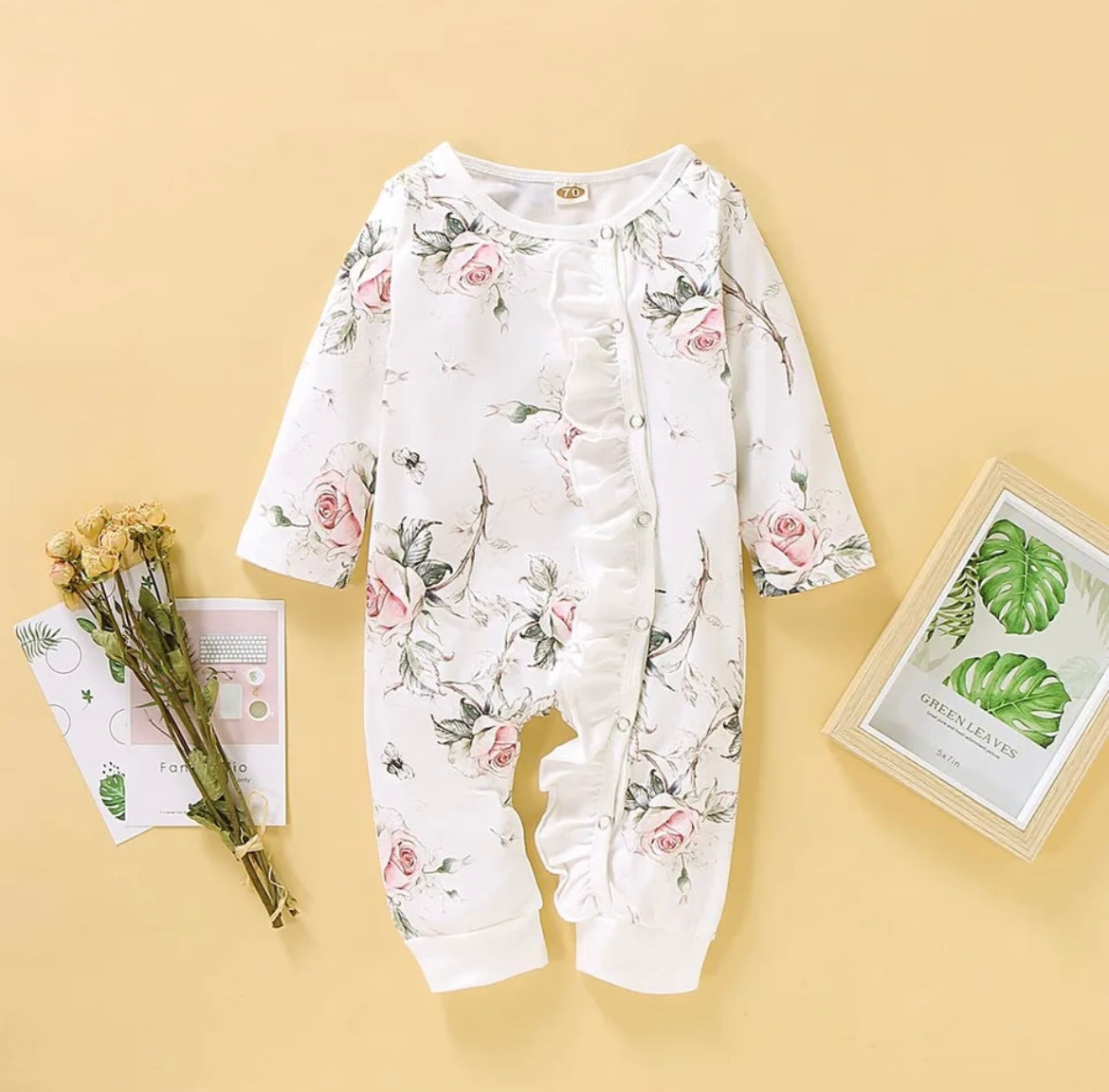 Girl Rose Floral Ruffle Sleeper