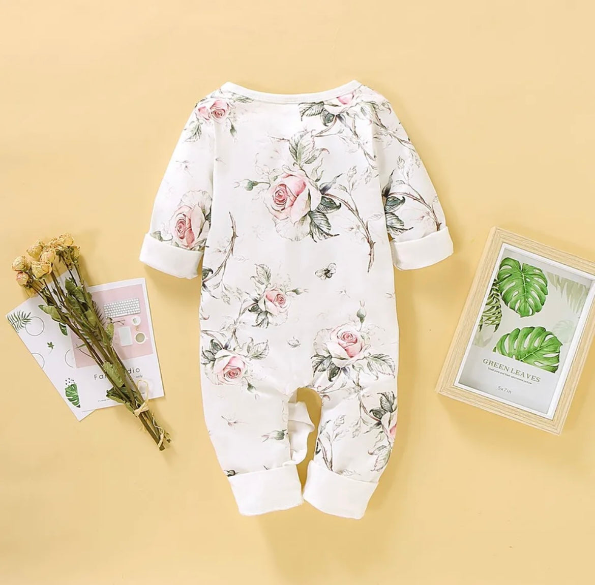 Girl Rose Floral Ruffle Sleeper