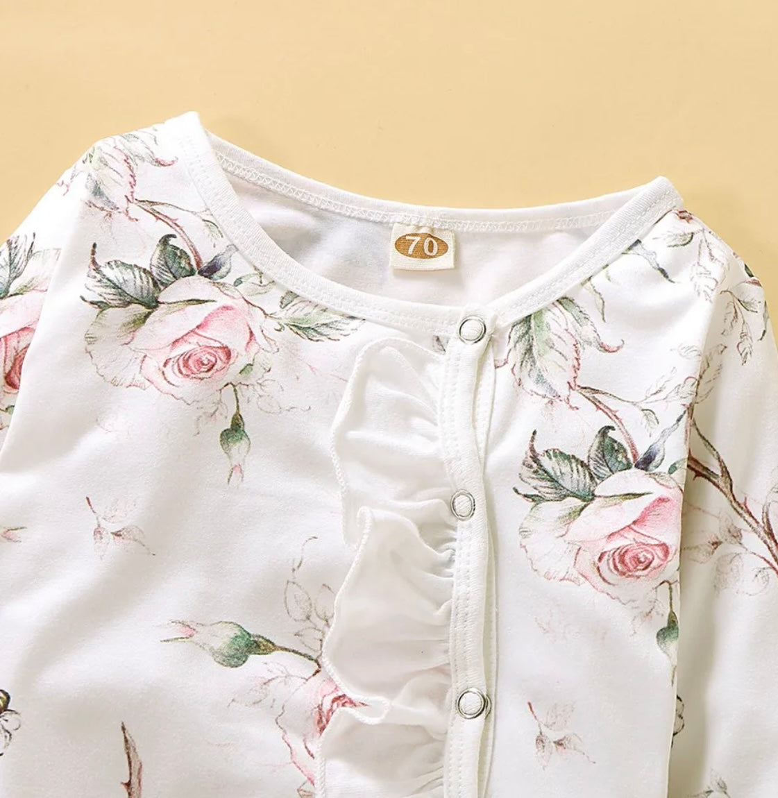 Girl Rose Floral Ruffle Sleeper