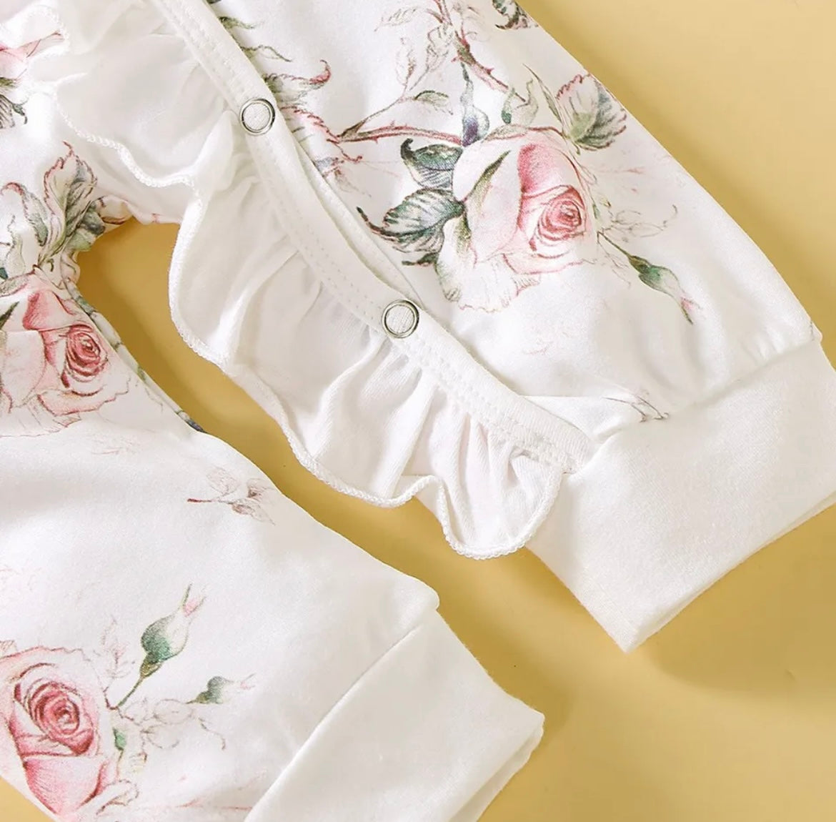 Girl Rose Floral Ruffle Sleeper